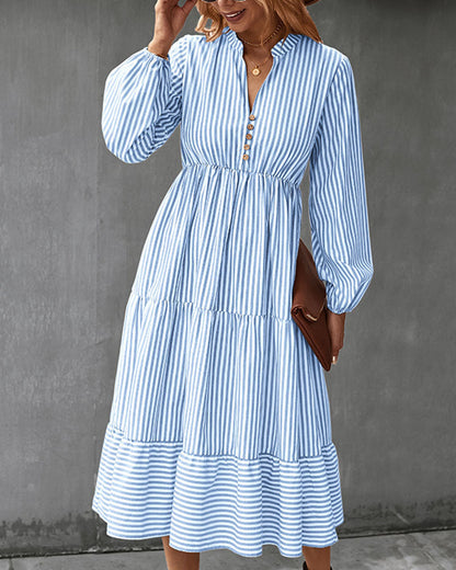 Long sleeve dress with striped print