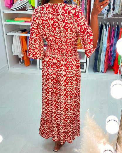 Red printed maxi dress