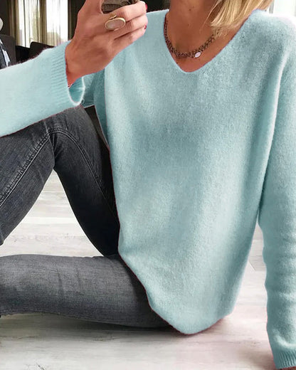 Simple solid color long sleeve sweater