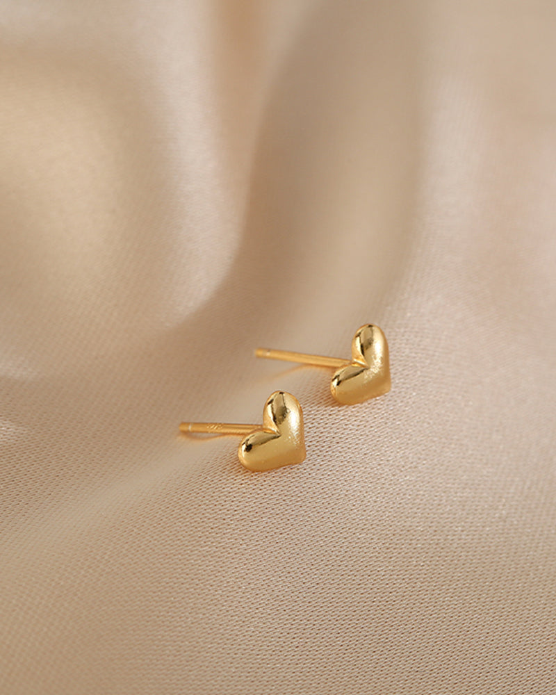 Heart Pearl Earrings Integrated ear clip studs 