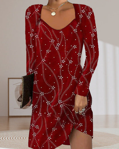 Sweetheart neckline long dress with long sleeves