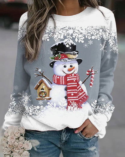 Multicolored Christmas sweatshirt with snowman print