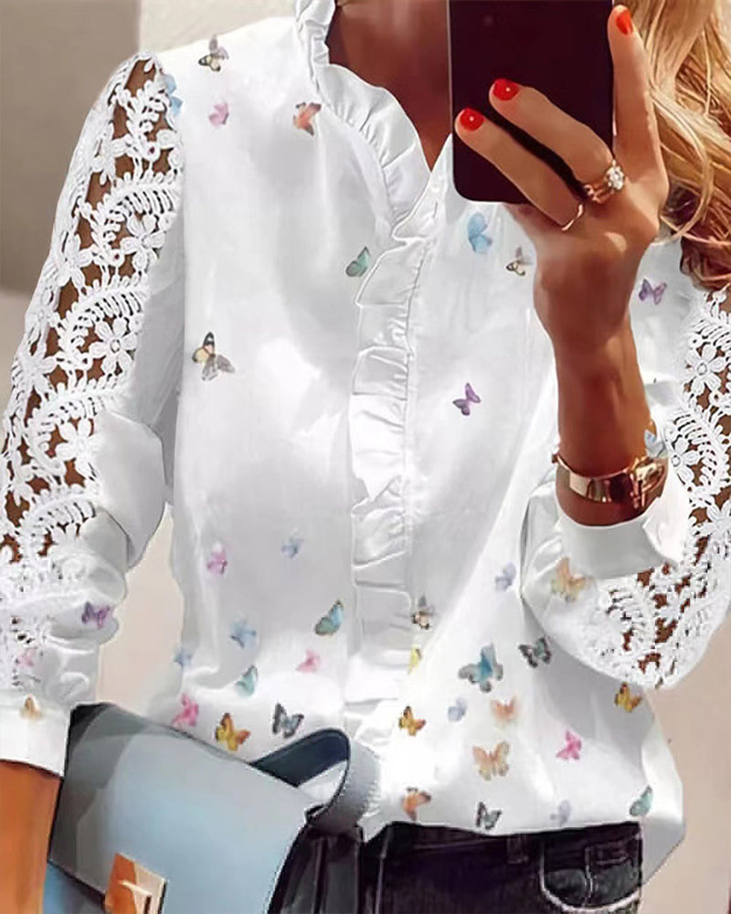 Patchwork print blouse