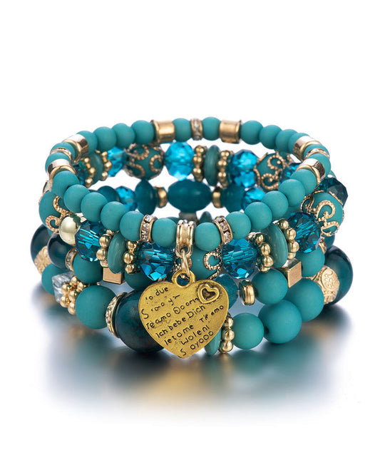 Layered heart bead bracelet