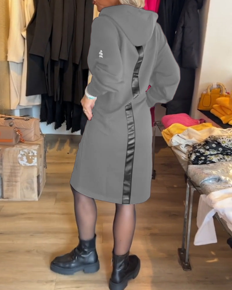 Solid dress with hood and pockets