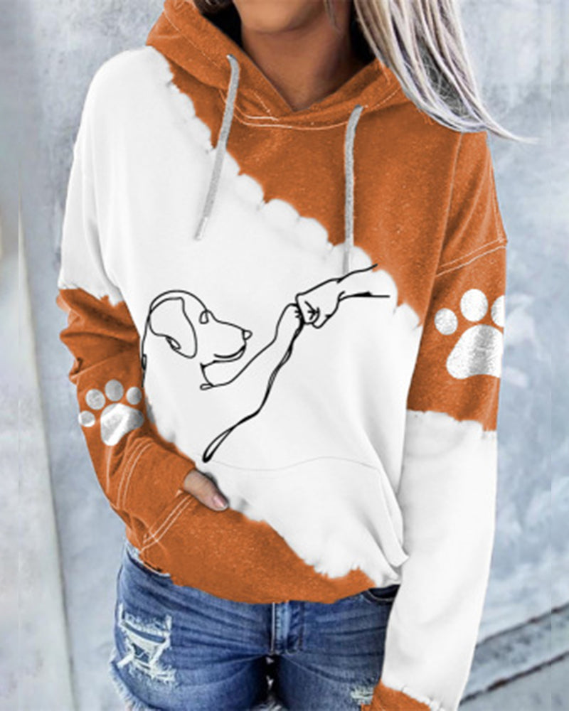 Long sleeve hoodie with a color block print