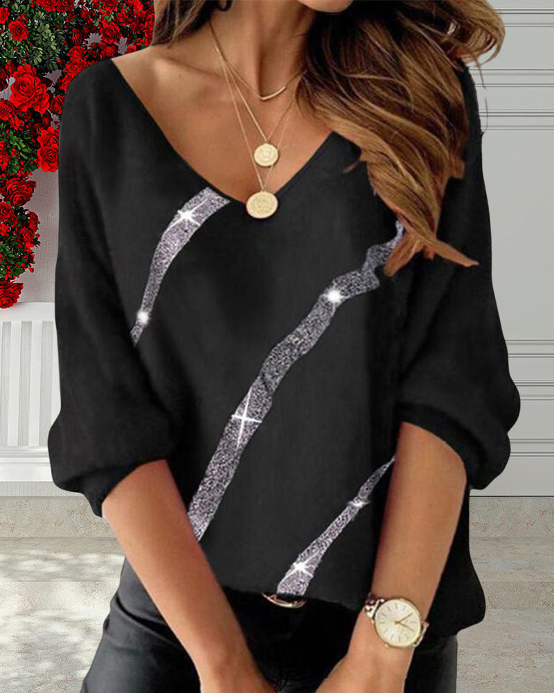 Long-sleeved shirt with letter and feather print