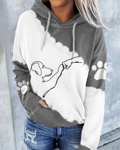 Long sleeve hoodie with a color block print