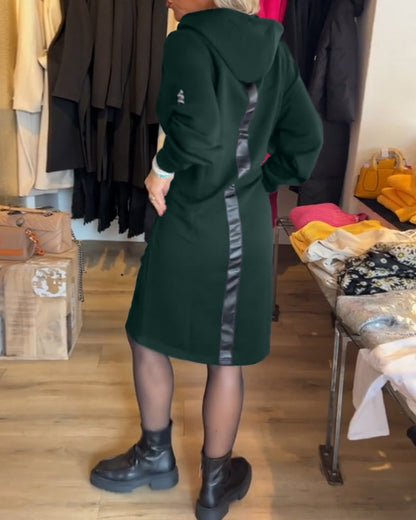 Solid dress with hood and pockets