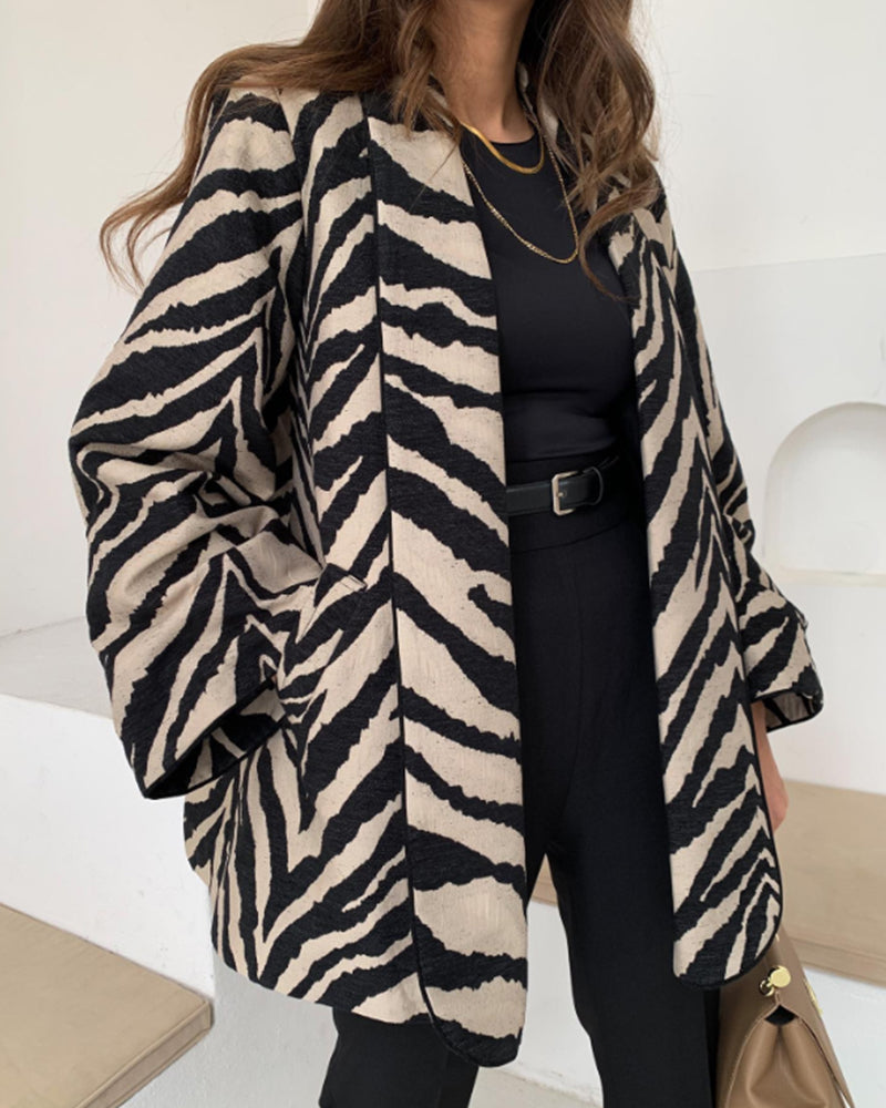 Elegant coat with zebra print