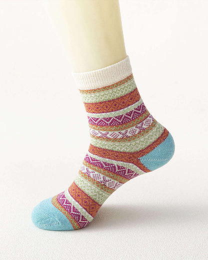 Warm socks with colorful stripes