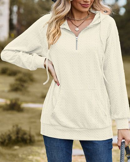 Solid color long sleeve sweatshirt with zip