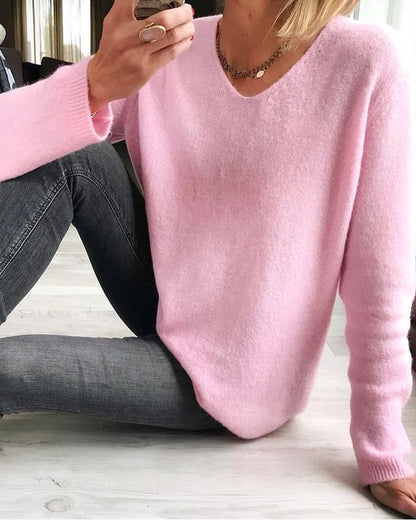 Simple solid color long sleeve sweater