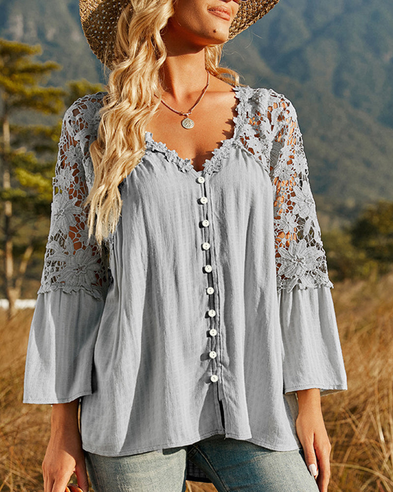 Long sleeve blouse with lace