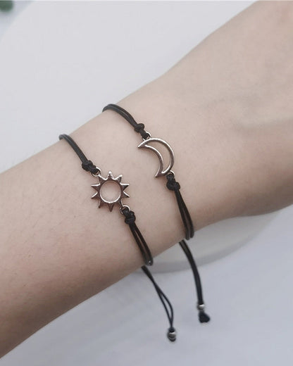 Sun Moon Wax Line Couple Bracelet