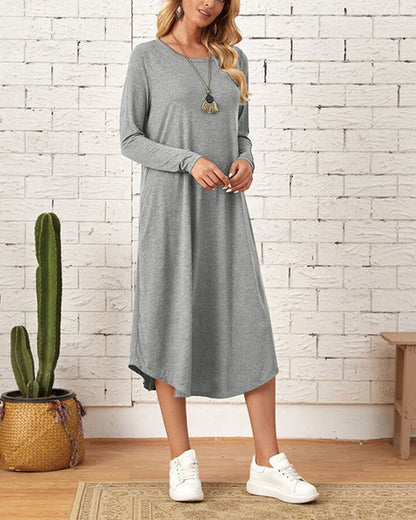 Long sleeve loose dress with pockets