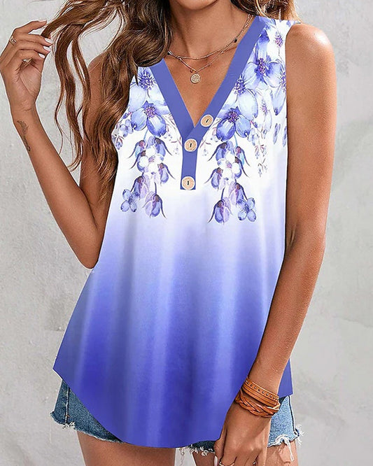 Floral and gradient print tank top