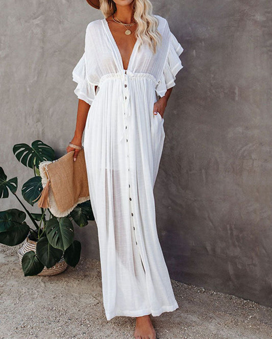 Cover-up dress in solid color