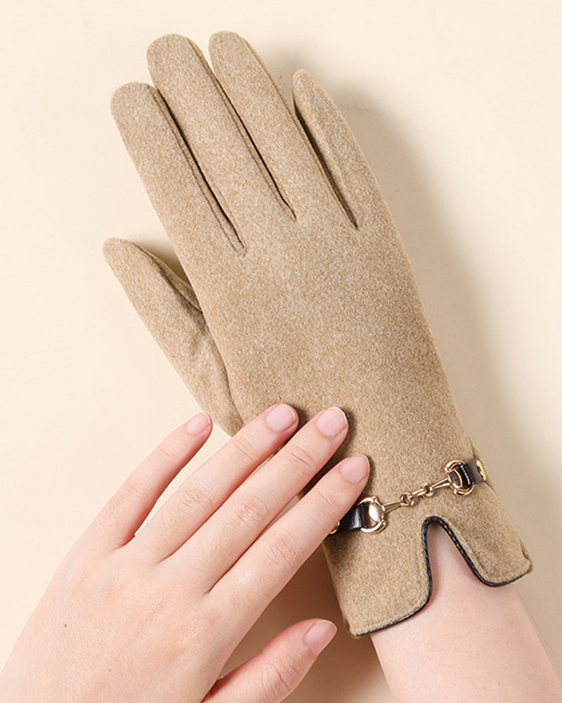 Women's outdoor velvet touchscreen cycling gloves 