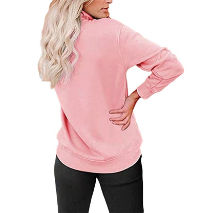 Solid color sweatshirt with stand-up collar
