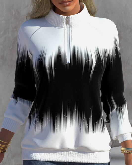 Sweatshirt with stand-up collar and gradient print