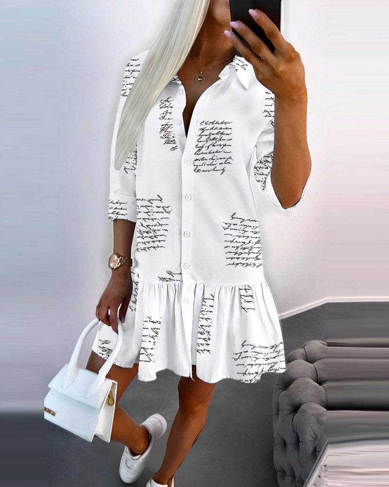 Letter print shirt dress