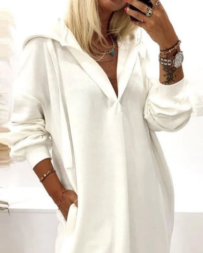 Solid hooded dress