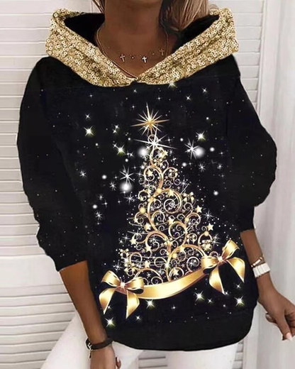 Christmas tree print hoodie