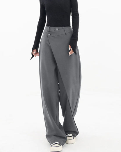 Solid color irregular patchwork trousers