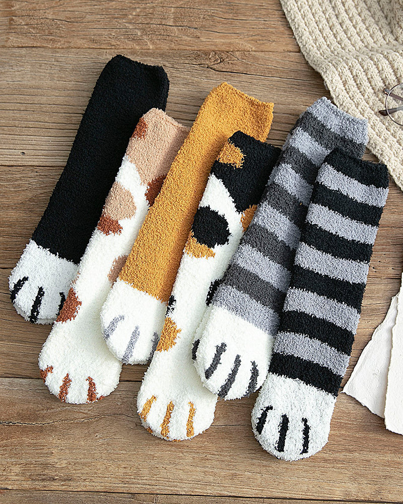 Thick, warm, cute floor socks with cat claws