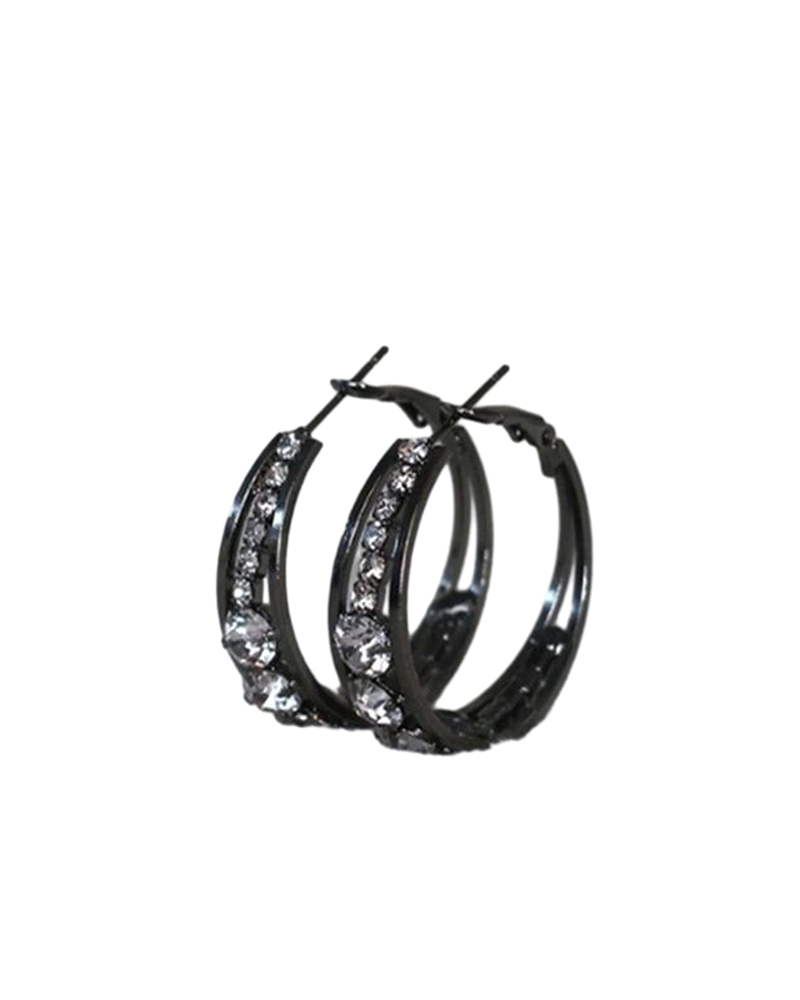 Large hoop earrings with rhinestones