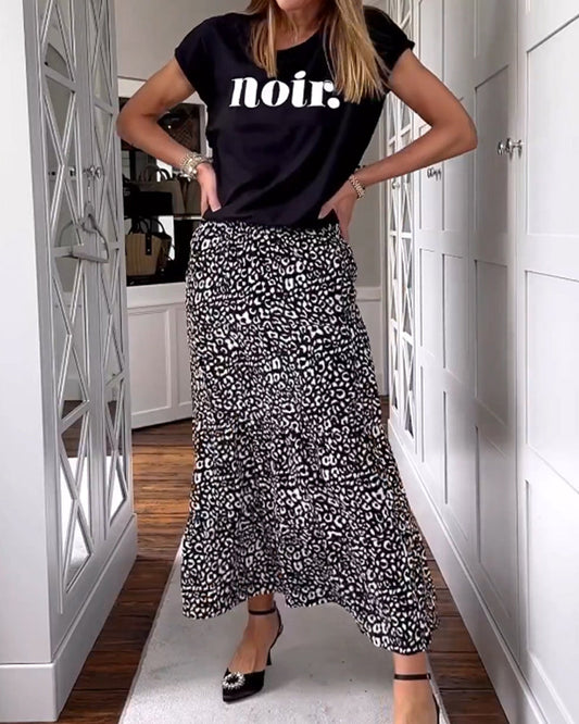 Casual long printed skirt