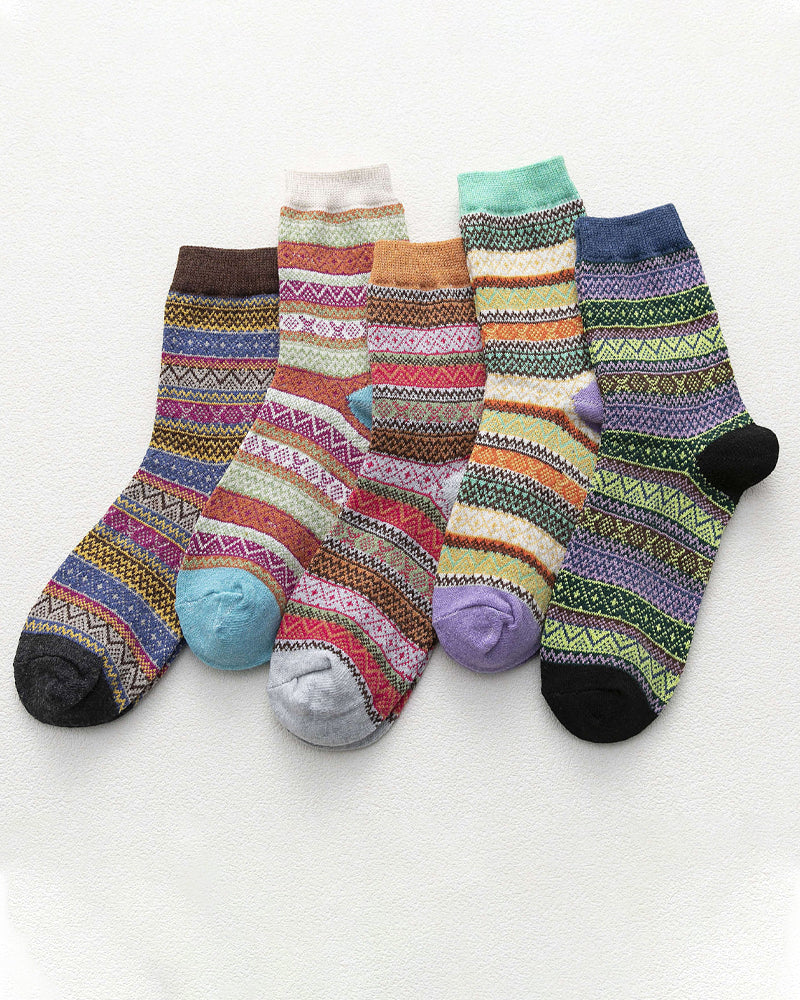 Warm socks with colorful stripes