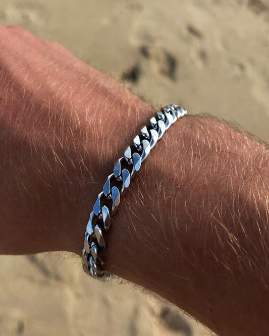 Six sides polished titanium bracelet