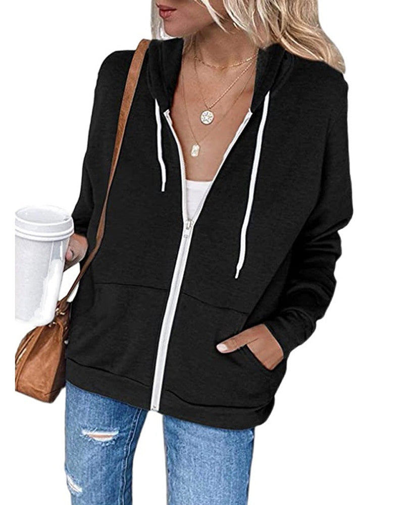 Simple hooded jacket with pockets