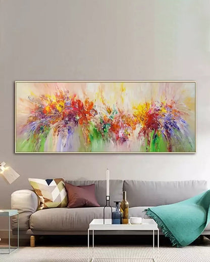 Unstretched oil painting Colorful landscape Blooming fireworks