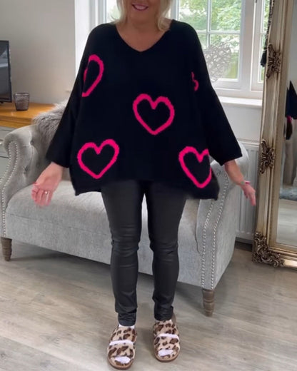 Heart print sweater