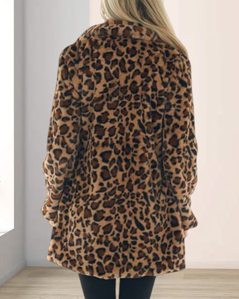 Plush leopard print jacket