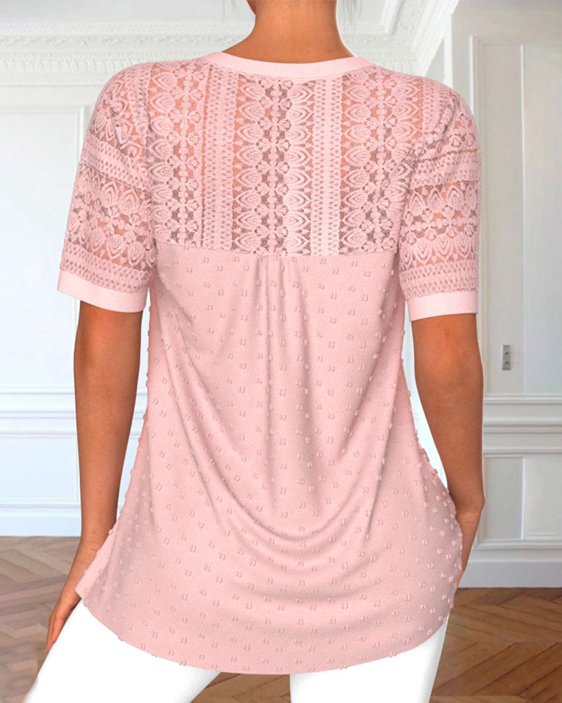 Plain, elegant blouse with lace sleeves