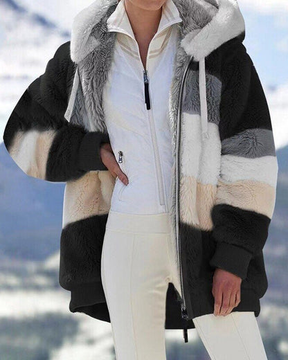 Plush, warm hooded coat 