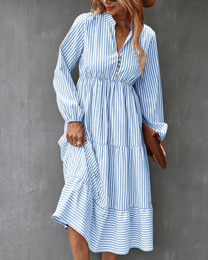 Long sleeve dress with striped print