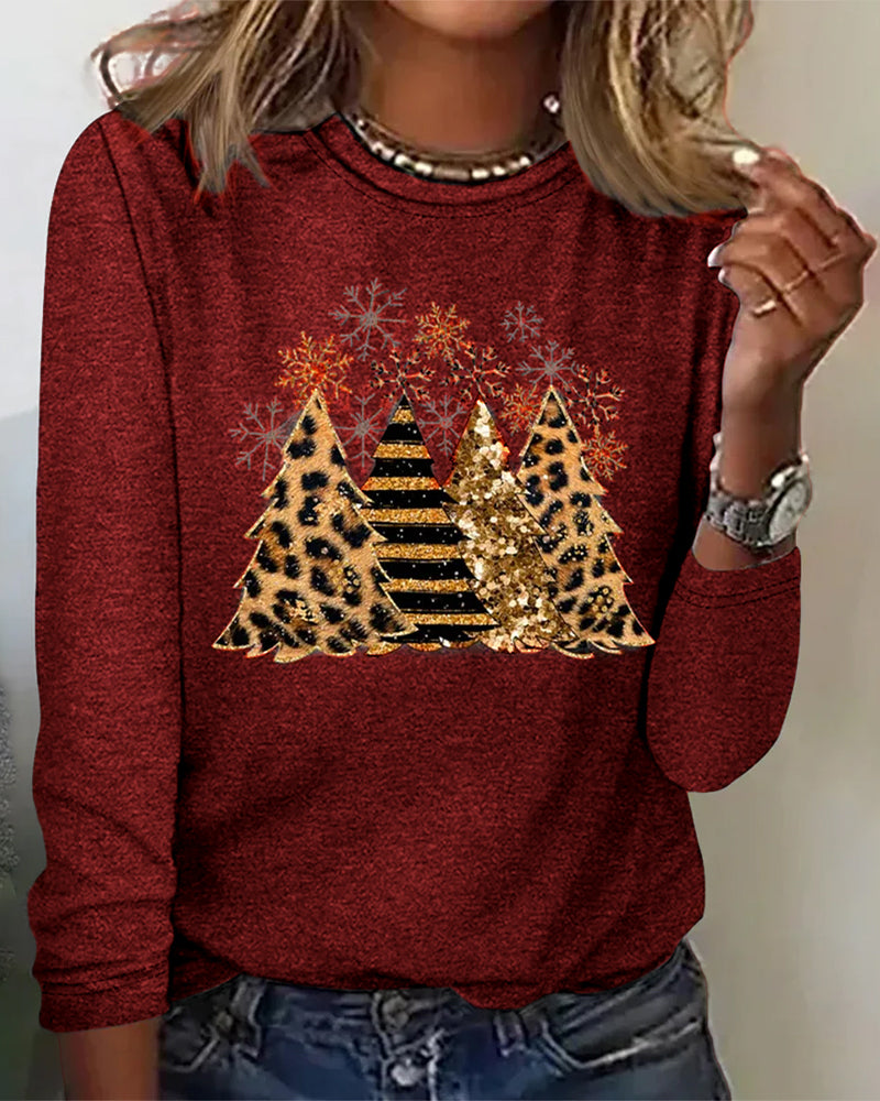 Long sleeve top with Christmas tree graphic