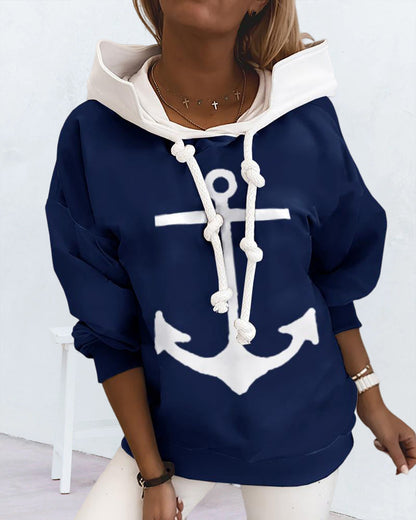 Anchor print hoodie
