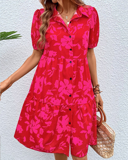Short sleeve dress with floral print