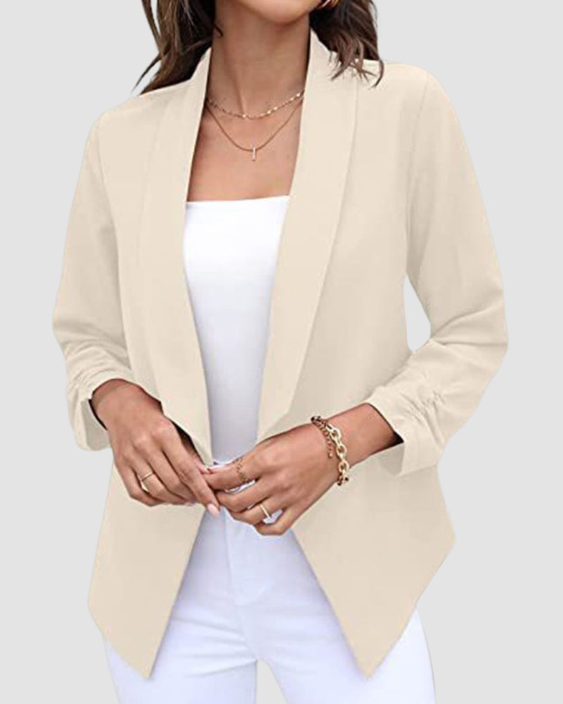 Solid color long sleeve blazer with lapels