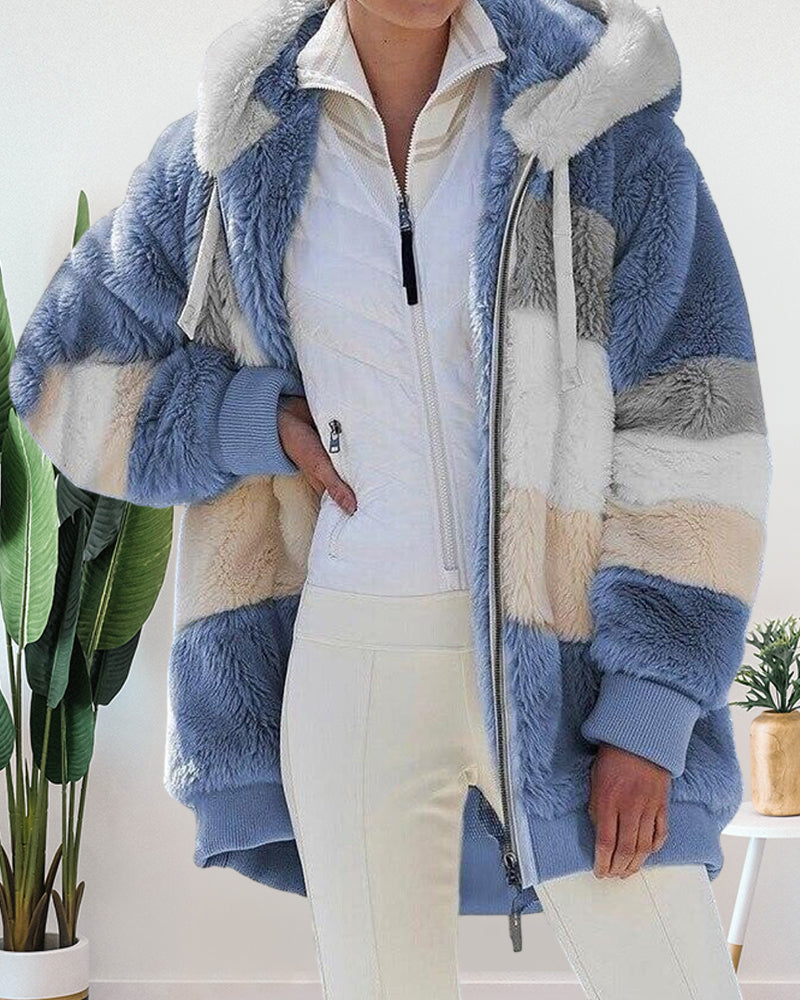 Plush, warm hooded coat 
