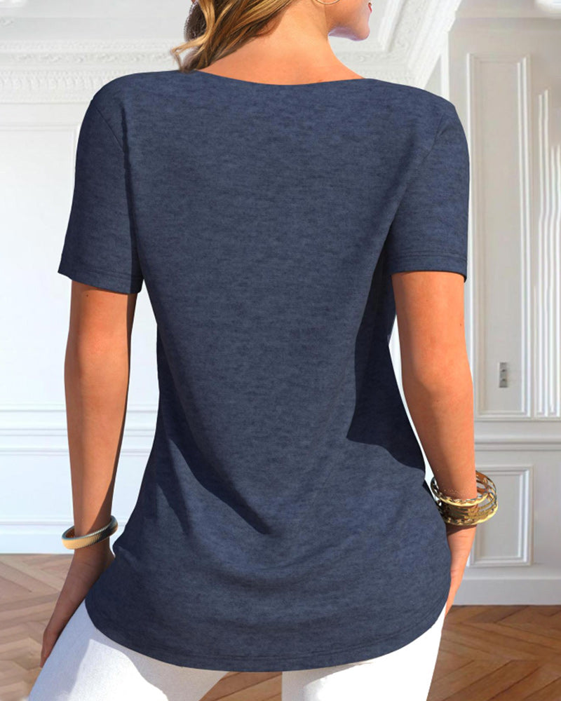 Solid color casual short sleeve t-shirt