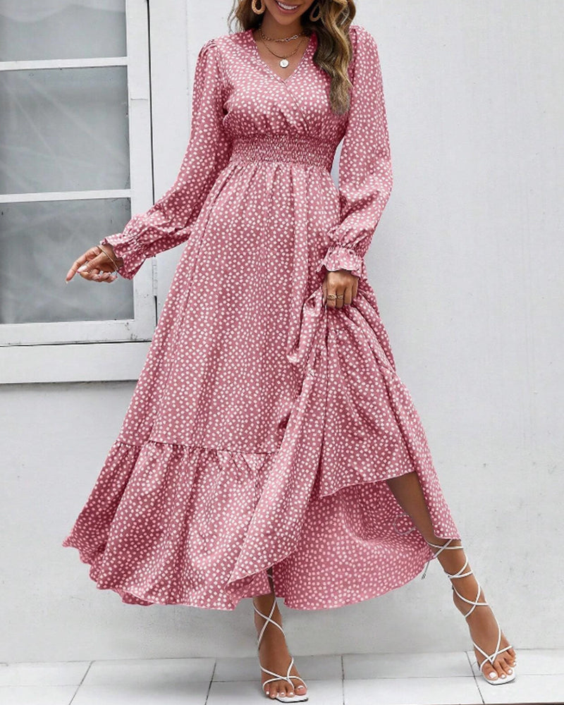 Maxi dress with polka dot print