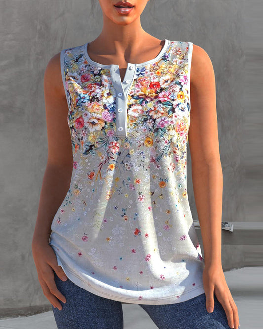 Casual tank top with floral print