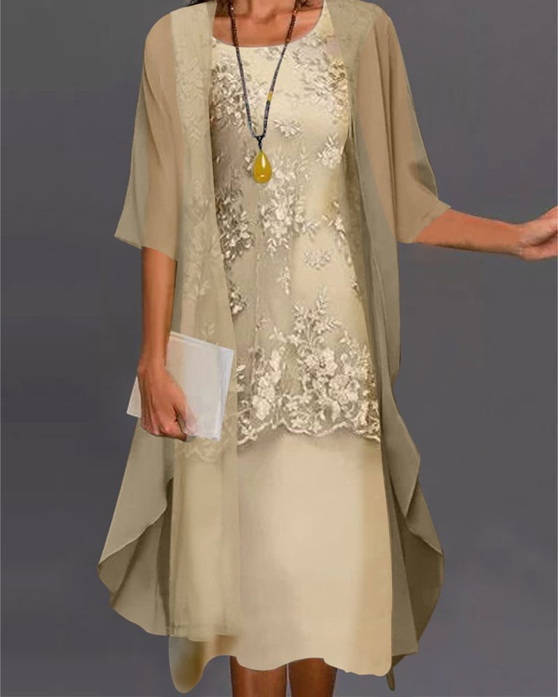 Elegant chiffon dress in two parts